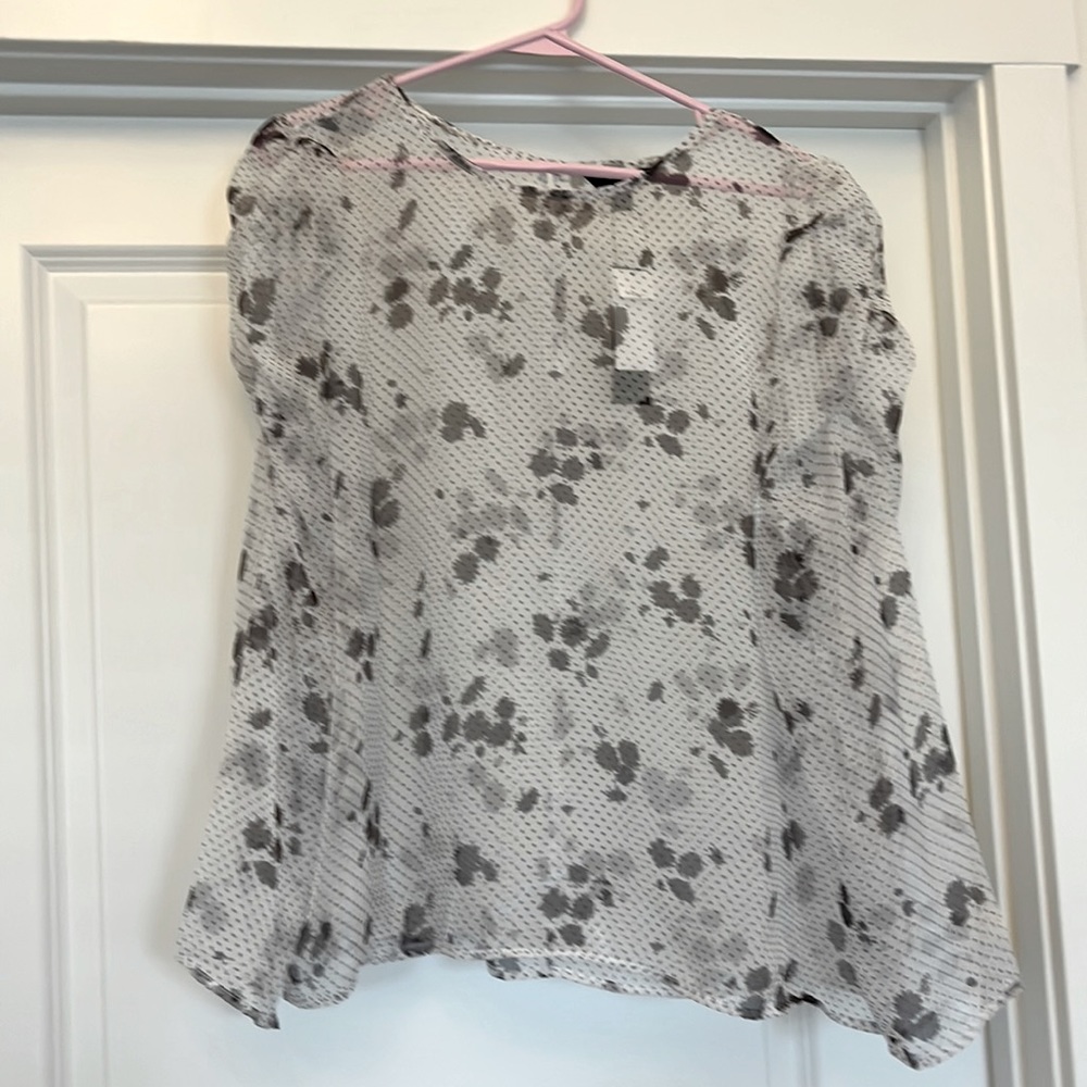 Banana Republic Sheer Puff Sleeve Blouse